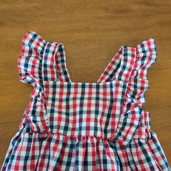 Blue/red baby Chambray bubble Romper 6-9M - Picture 3 of 4